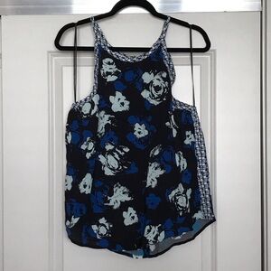 Matty M Blue and Black Floral Tank Top NWT